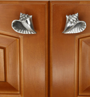 Conch Shell Cabinet Knobs, Matched Pair